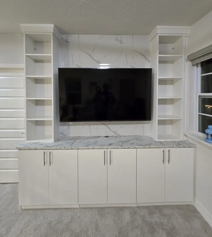 Custom built-in home office and media wall in Orlando