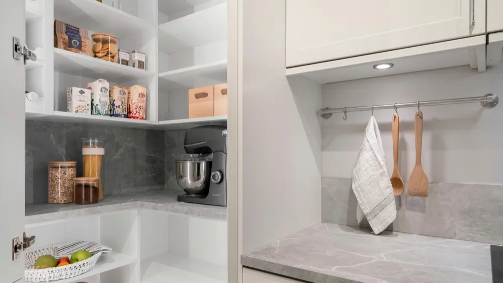 Custom pantry with countertop and shelving in Orlando